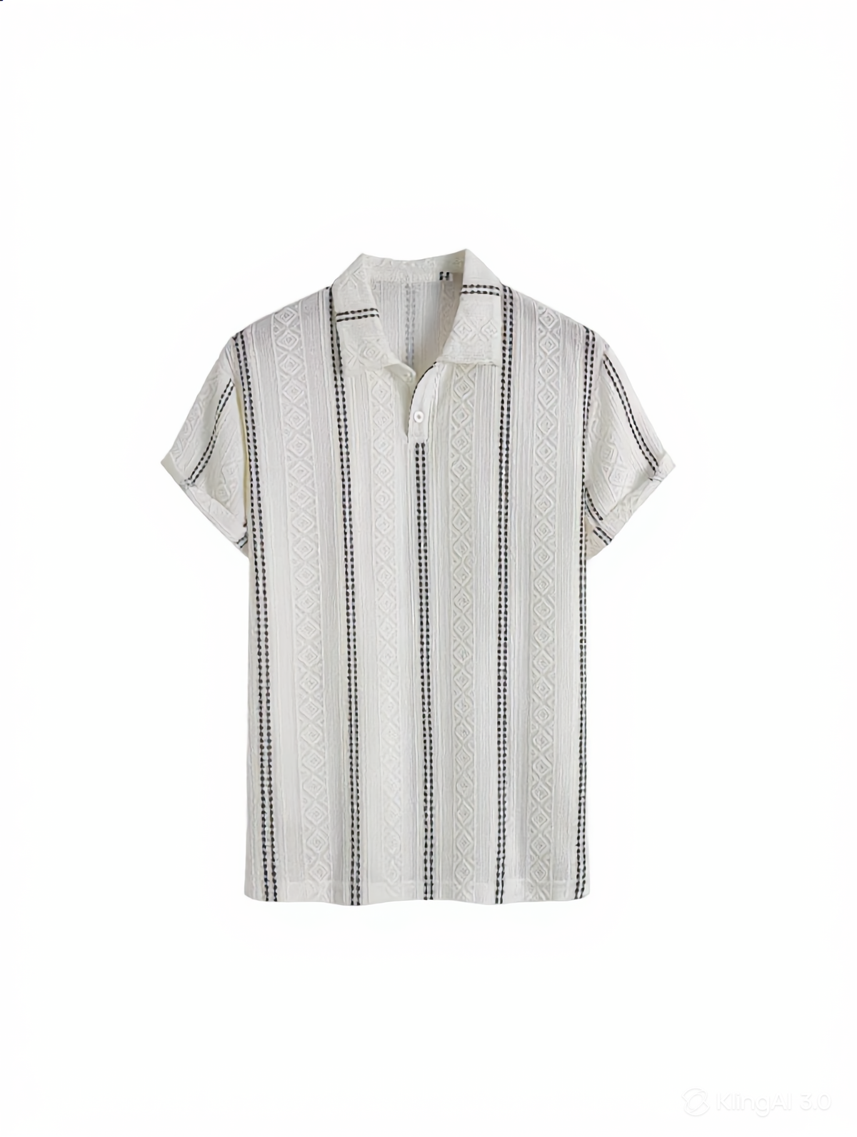Contrasting Striped Polo Shirt — Black/White