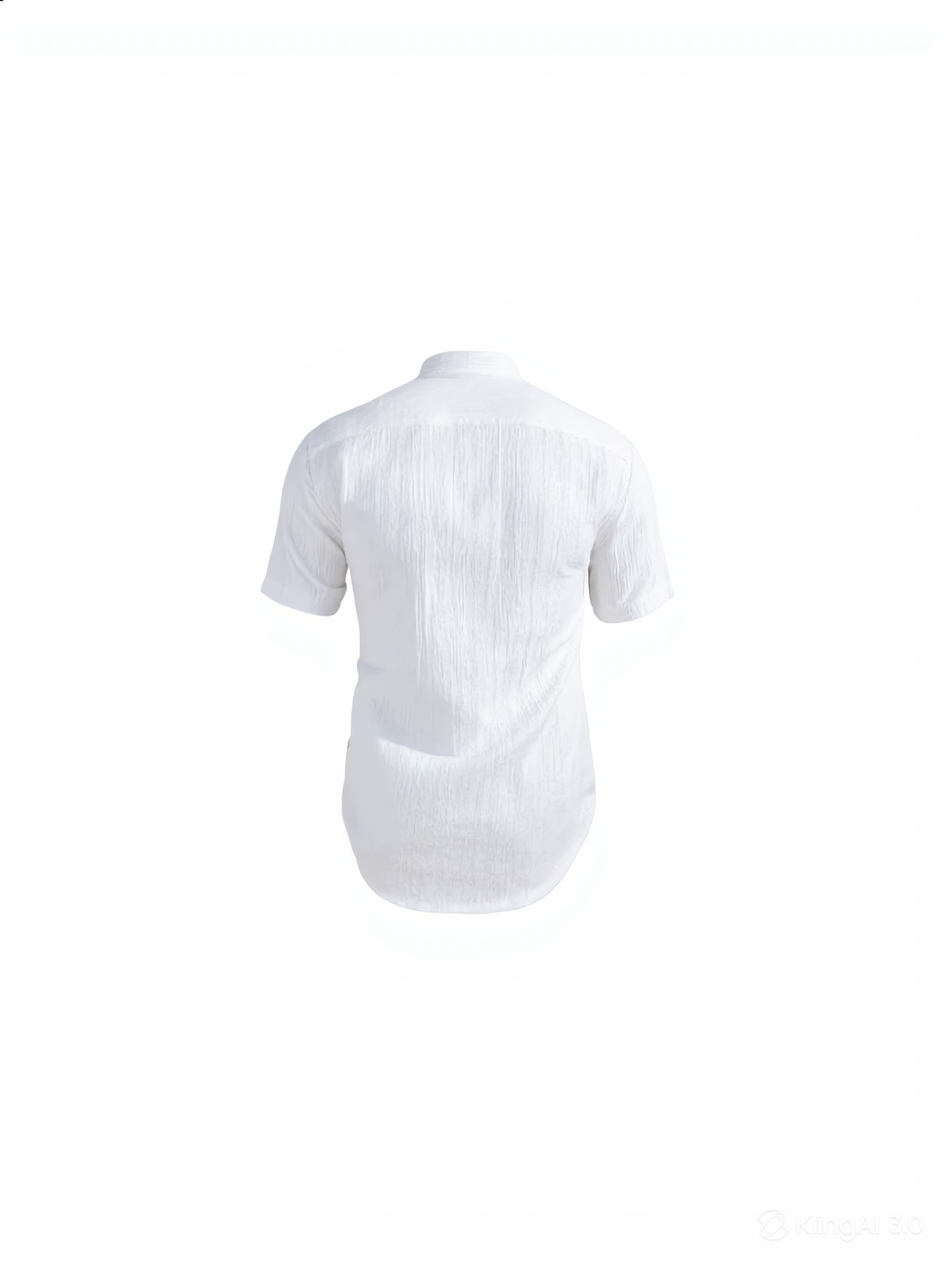 Wrinkled Texture Shirt with Mandarin Collar — Short Sleeve