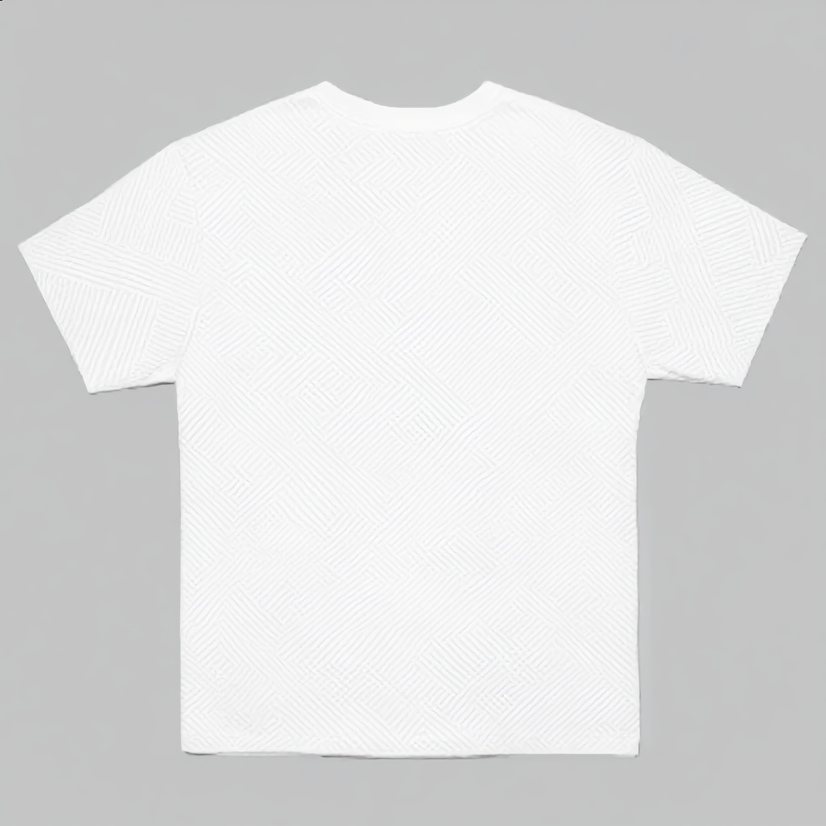 Premium Textured White T-Shirt with Geometric Pattern