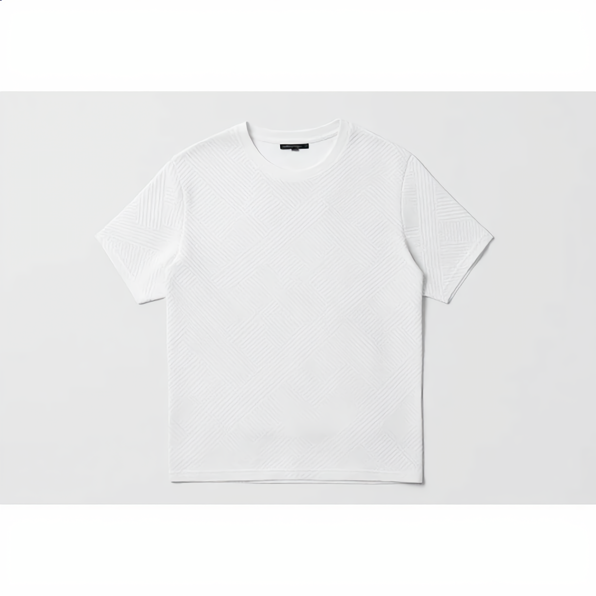 Premium Textured White T-Shirt with Geometric Pattern